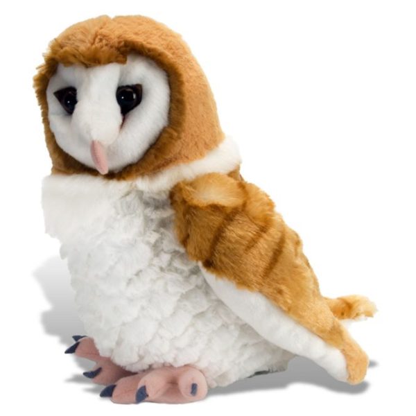 A brown and white owl plushie that looks like a Barn Owl